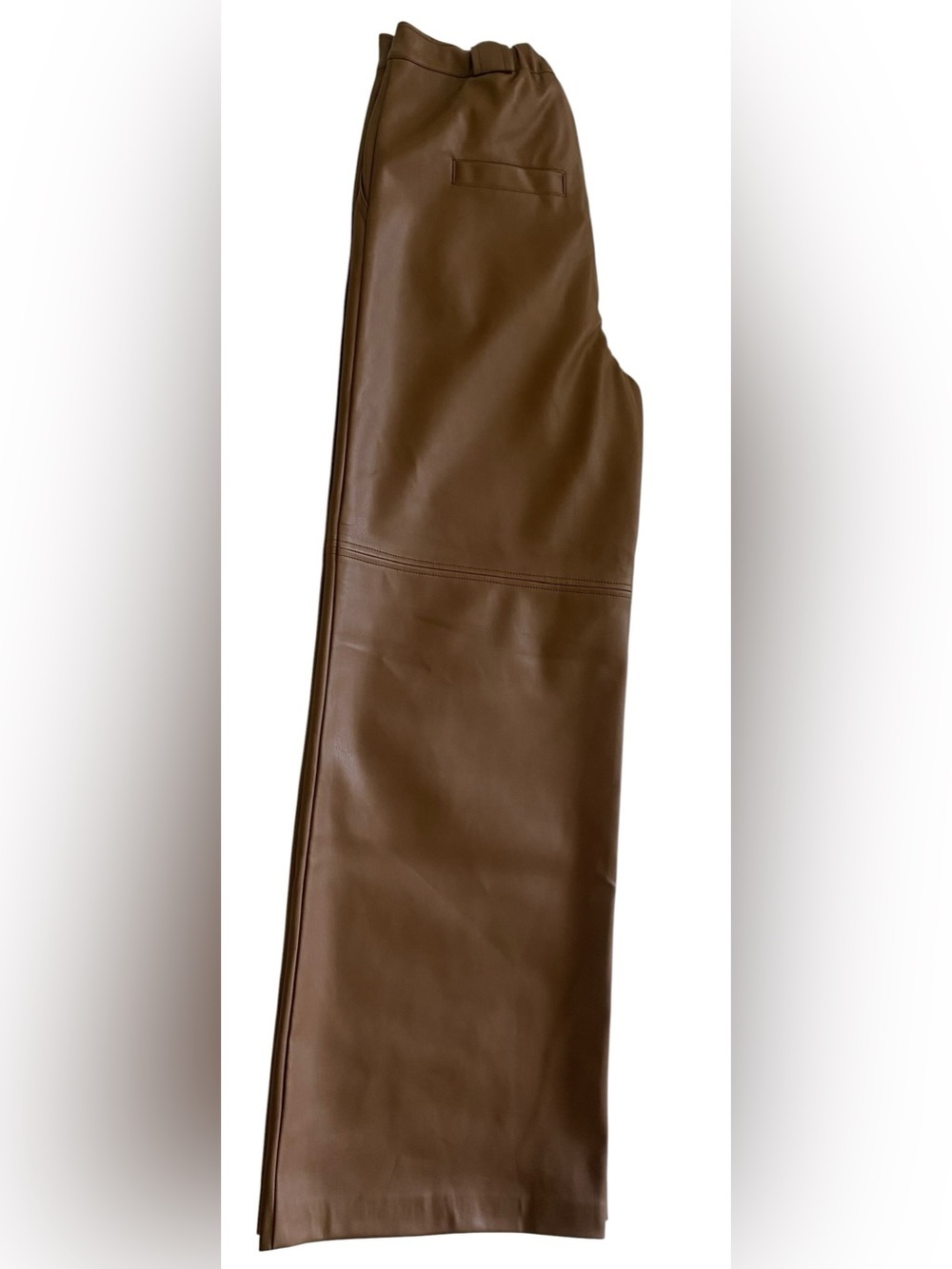 Central Park West Brown Faux-Leather Wide Leg Trousers - Picture 4 of 7